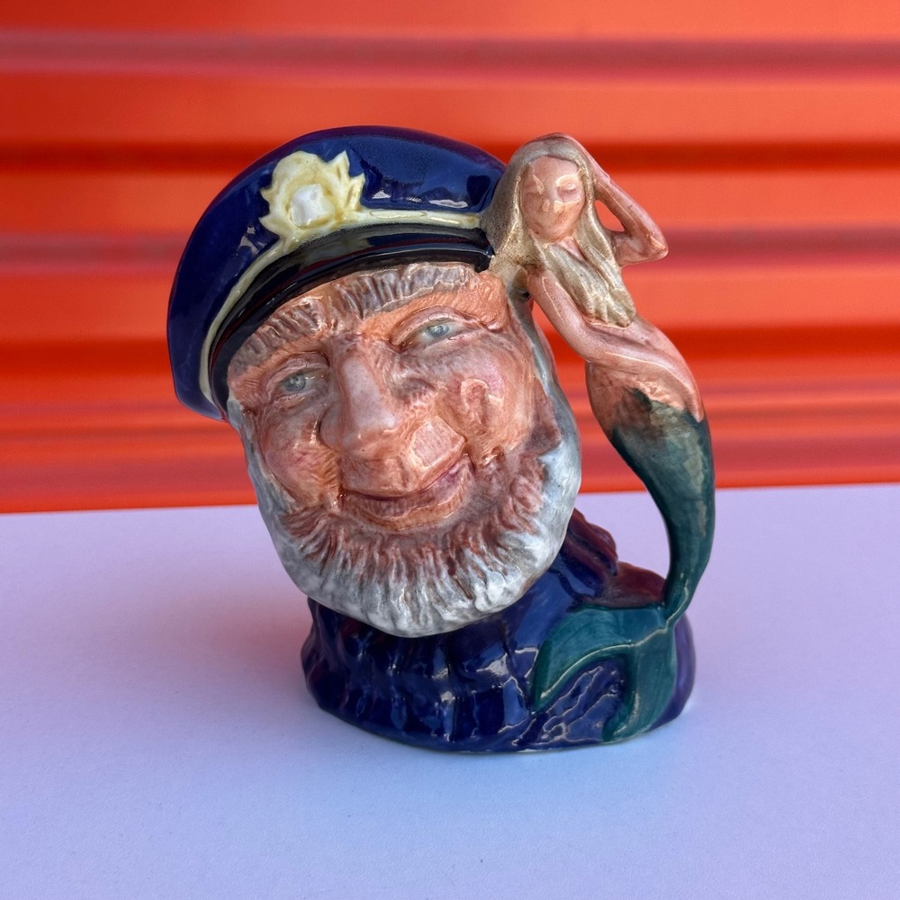 Royal Doulton Old Salt Character Jug D6554 Mermaid Handle Vintage 1960 Small 4"